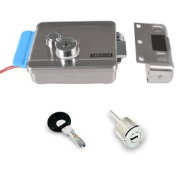 Double Headed Electric Control Lock, DC12V Electric Electronic Security Lock Positive Anti-Theft Door Lock, Stainless Steel Lock Body 6pcs Keys E-Lock for Access Control System Video Intercom Kits