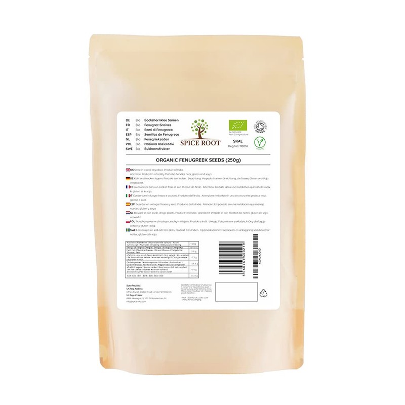 Organic Fenugreek Seeds 250g (Methi Seeds) - Certified Organic
