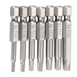 Yakamoz 2 Set of 7Pcs 1/4" Hex Shank Magnetic 5 Point Security Star Torx Screwdriver Bits Set | T10-T40, 2-Inch Length