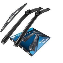 YOKKIP 24"+17"+13" Windshield Wiper Blades - Replacement for GMC Terrain 2011-2017, Chevy Equinox 2011-2017, Front and Rear Wiper Premium All-Seasons OEM Quality, 3 Packs（Push Button）