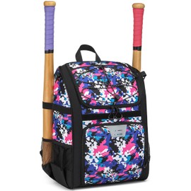 HAMBOLY Youth Baseball Bag, Softball Bag for Girls & Boys, Kids T-Ball Backpack with Shoes Compartment, 2025 Upgrade Design, Pro-Grade Storage, Built for Future MVPs