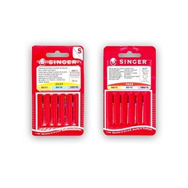 Singer Set of 2 Packs Sewing Machine Needles 2020 / 822R (Universal), Needles 2045 / 848R (Stretch and Knit), Various Thicknesses for System 130/705 H