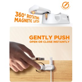 Magnetic Cable Clips - Chfeila 4Pack [Dual Slot] [360°Rotating & Twist-Lock] Cord Management, Adhesive Phone Charging Keeper, Wire Organizer Holder for Nightstand, Home Office Desk Accessories Decor