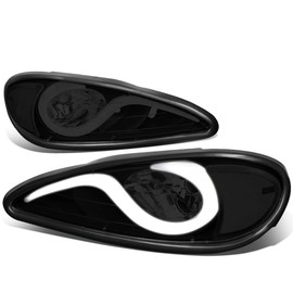 Auto Dynasty Pair of LED Daytime Running Light Smoked Housing Clear Corner Headlight Lamps Compatible with Pontiac Grand Am 99-05