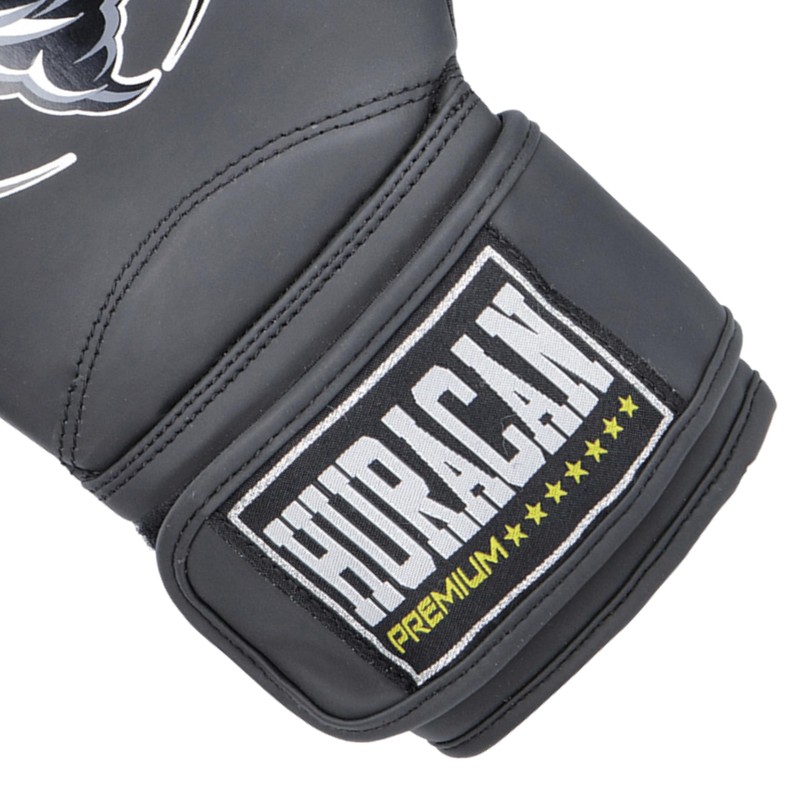 Huracan Premium Boxing Gloves Black Satin 14oz – Velcro