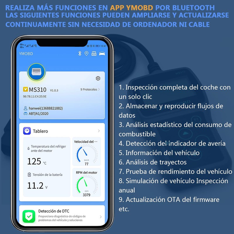 OBD2 MS310 Escáner Automotriz Professional Lector de Código Fallo Leer/Borrar