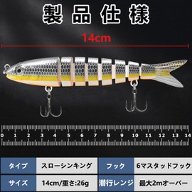 HUACHENG Major Craft Lure, Metal Jigpara, Micro Wobbling, Smart-Fit Jigs, Set of 3, Realistic and Lifelike Swims, Suitable for a variety of fish species such as Bass, Carp, Snakehead, Sea Bass, Trout, Thailaba, Bluefish, etc. Perfect for all oceans, rivers, ponds, and freshwater scenes, for kids, beginners and veterans Easy to use for everyone. R (5.5 inches (14 cm), 1.0 oz (26 g), Set of 3