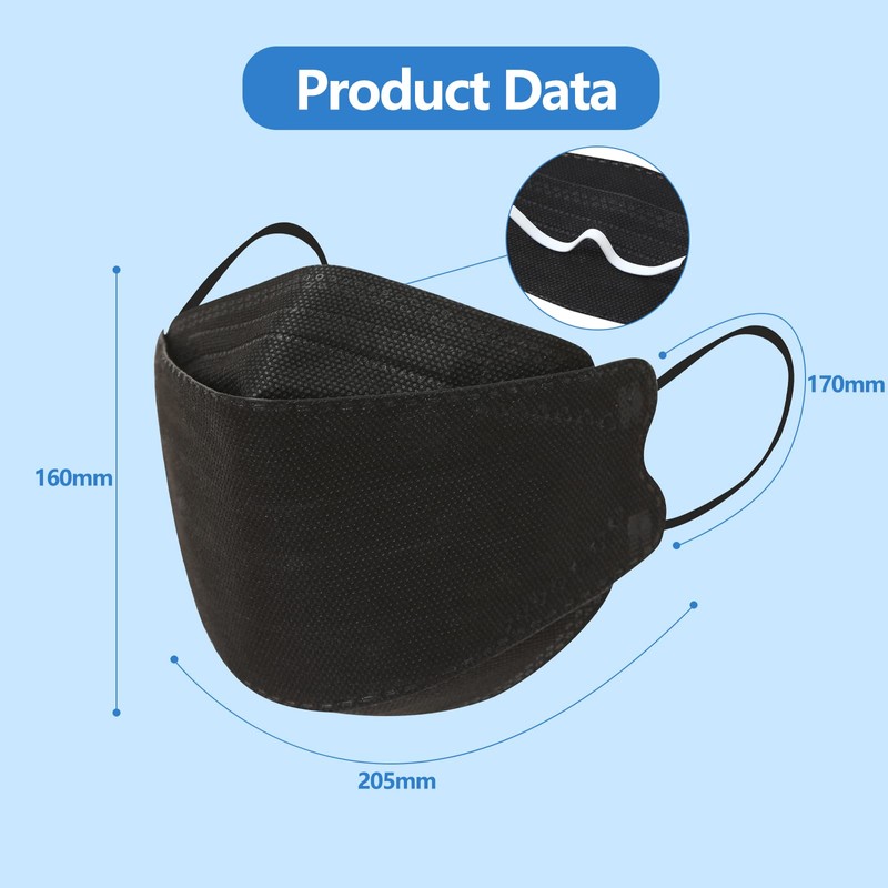 20Pcs 4D Face Mask for Adults 4-Ply Layer Filter Non