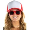 Funky Junque Foam Trucker Hat & Sunglasses Bundle - White/Red
