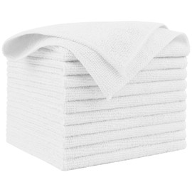 AIDEA Microfiber Cleaning Cloth White 10PK, Microfiber Towels for Cars, Premium Car Cloths, Dusting Cloth Lint Free Cleaning Rags for SUVs, House, Kitchen, Window, Workshops,12×12"