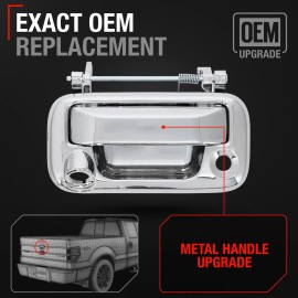 T1A Tailgate Handle for Ford F-Series, Lobo - Chrome, w/ Keyhole, Camera Hole