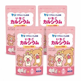 Calcium, Vitamin D Blend, Strawberry Flavor, Snack Sensation, Lamb Flavor, Nutrition Supplement for Growth Period, Chewable Type, Made in Japan, Wada-Calcium Pharmaceutical, 60 Tablets, Approximately 30 Day Supply, 4 Bags Set
