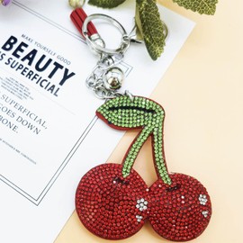 Novadex Cute Cherry Keychains for Women, Purse Charms for Handbags, Faux Leather Charm with Tassel Key Chains Women Cute Y2K Accessories Kawaii Car Cherry Bag Charms for Handbags Aesthetic Stuff Gifts