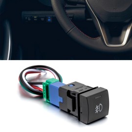 DYSO Blue LED Fog Lights Push Button Switch For Toyota Hiace 19-20 21 22 23 24 25 26