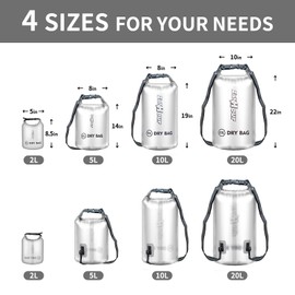 Zanhour Waterproof Dry Bag - Roll Top Transparent Storage Bag,2L/5L/10L/20L,Suitable for Traveling, Swimming, Kayaking, Camping, Fishing, Rainy Day Trips