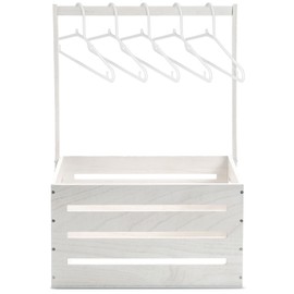 Suzile Wooden Baby Shower Crate Closet, Baby Basket with Handle Baby Storage Crate Hamper, Baby Shower Wooden Gift Crate, Baby Personailzed Basket for Pregnancy New Parent (White)