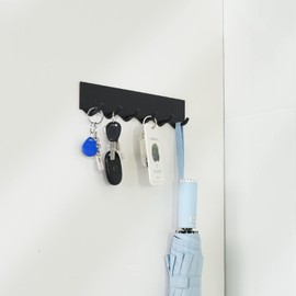 Magnetic Hook, Key Hook, Magnetic Hook, Kitchen Tool Hook, Strong Magnetic Wall Mount, No Drilling Required, Entryway, Kitchen, Bathroom Hook Storage (9.6 inches (24.5 cm), Black)