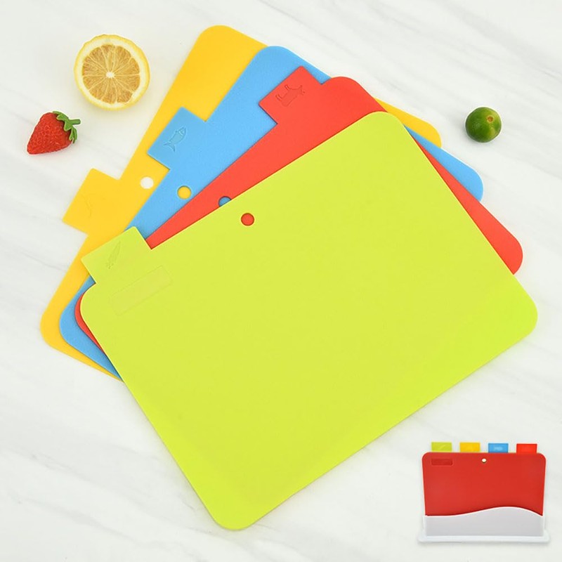 Chopping Board Set - Colour Coded Plastic Cutting Boards with