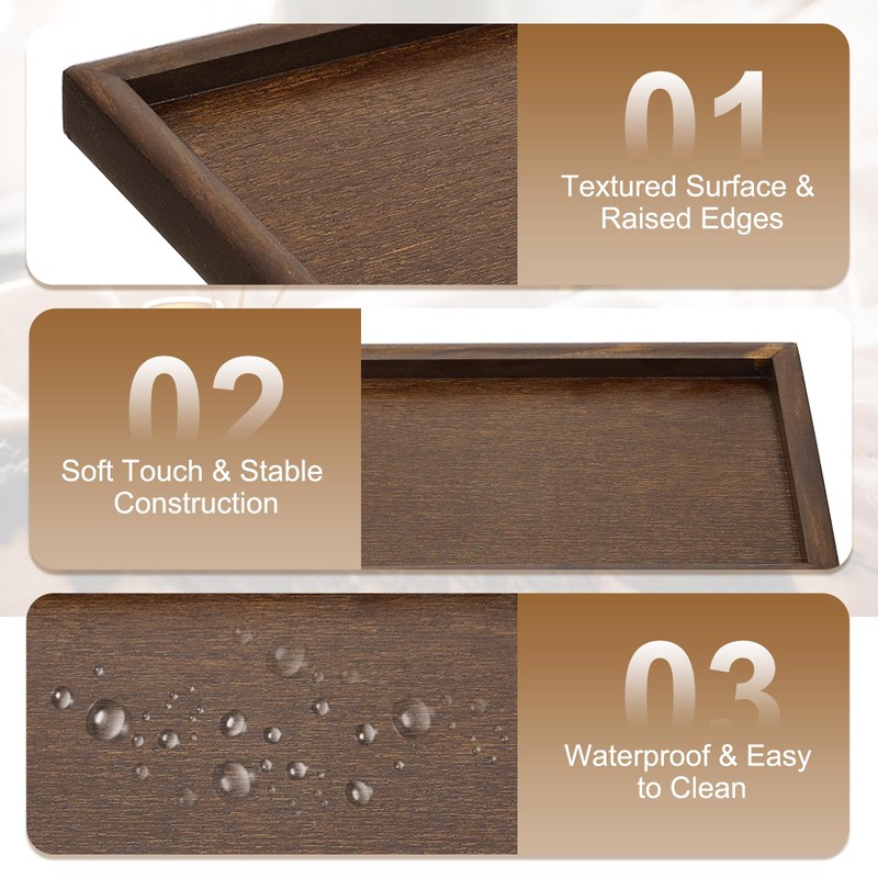 YELARXI Wooden Serving Tray Square Wood Serving Tray Decorative Platter,