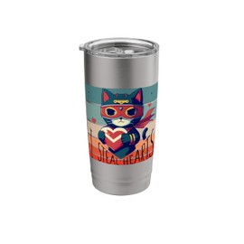 Cat Hero Kitty Heart Whiskers Mask Sweet Paws Brave Stainless Steel Insulated Tumbler