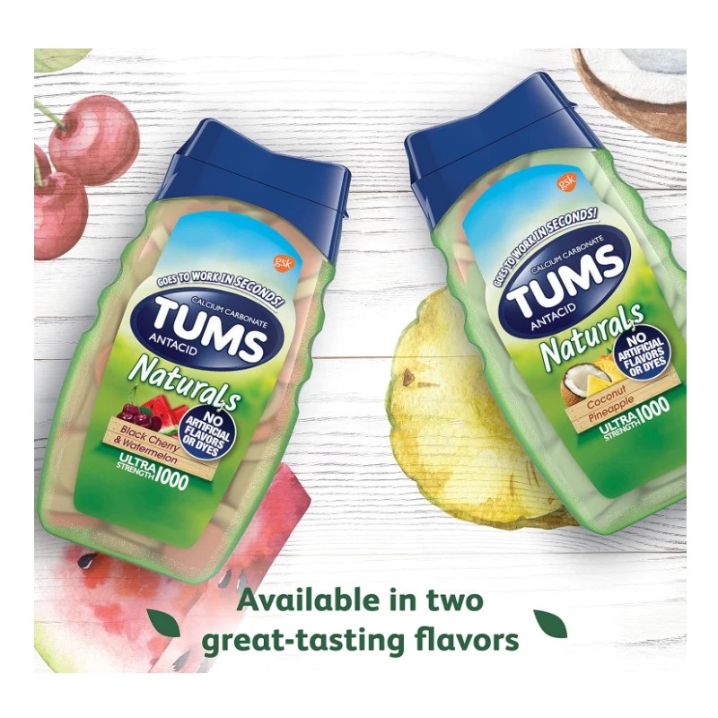 TUMS Naturals Ultra Strength Antacid, Black Cherry & Watermelon -