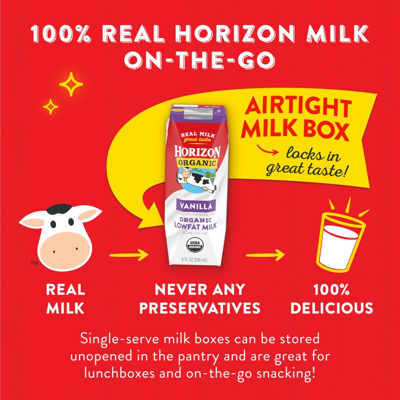 Horizon Organic Shelf Stable 1% Lowfat Vanilla Milk Boxes, Pack