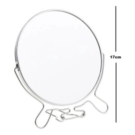 3pz Espejo 17cm Doble Circular Aumento #7 Maquillaje Belleza Cromado Espejo Aumento