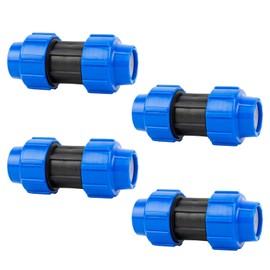 Wzzy Gurden PE Coupling MDPE Screw Connection: Connector for Pipe Extension of Installation Pipe, 20 mm, Quick & Easy Connection Technology, Tool-Free (4-Pack)