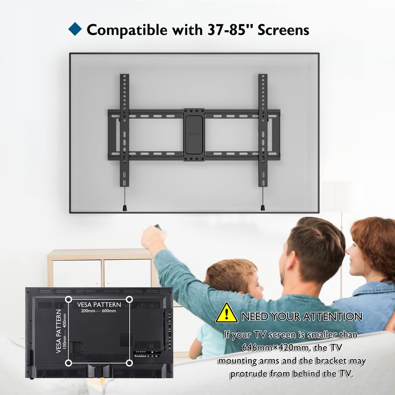 BONTEC TV Wall Mount for 37–85 Inch TVs, Tilting TV
