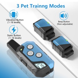 Dog Training Collar for 2 Dogs, Waterproof Dog Training Collar with Remote, 3 Training Modes, Rechargeable Electric Training Collar for Large Medium Small Dogs