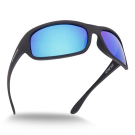 EREBOS Sunglasses Category 4 - Extra Dark for Men & Women, Polarised, Mirrored Glacier Goggles CAT 4, UV 400, Glasses for Photosensitive Eyes, Size L, blue mirrored