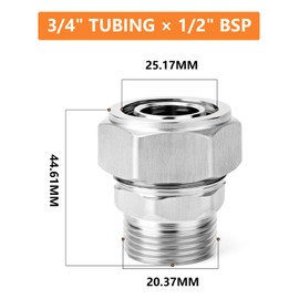 GASHER 2PCS Straight Fitting, 3/4" Tubing × 1/2" BSP Male, Brass-Nickel Plated Tube Fitting, for Compressed Air Tube System