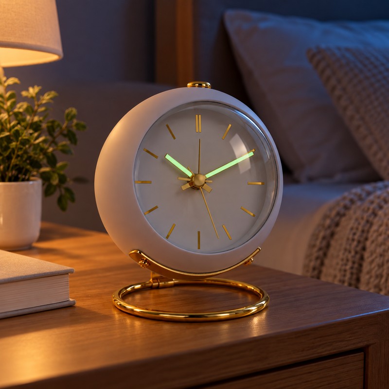 Analog Alarm Clock for Bedside Use – Silent Luminous Pointer