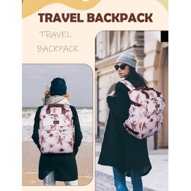 Travel Backpack for Women, Pink TSA Flight Approved Carry on Backpack Personal Item Bag with Pad Laptop compartment & USB Charging Hole, Lightweight Sturdy 17.3inch Laptop Backpack Daypack