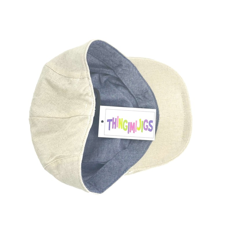 Thingimijigs Men's Lightweight Linen Blend Classic Flat Cap Summer Hat