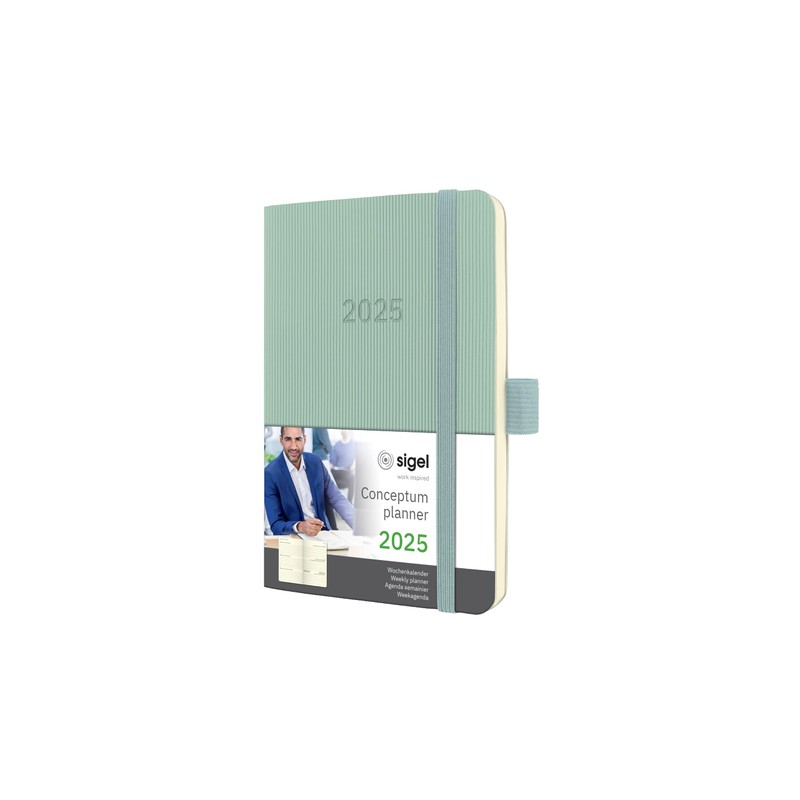 SIGEL C2539 Conceptum Weekly Planner 2025, Approx. A6, Green, softcover,