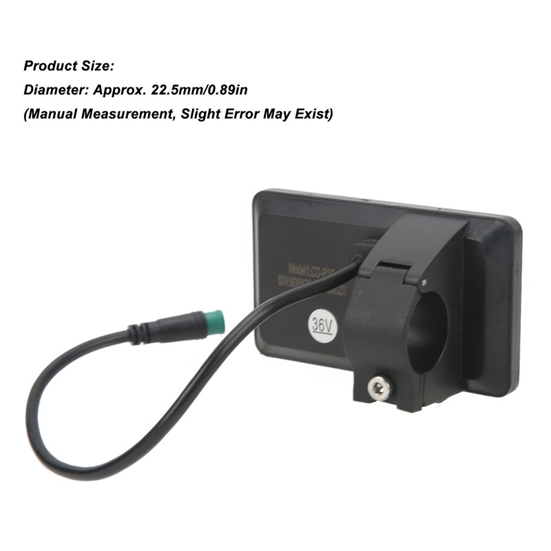 Electric Bike LCD Display Meter ABS 22.5mm 24V 36V 48V