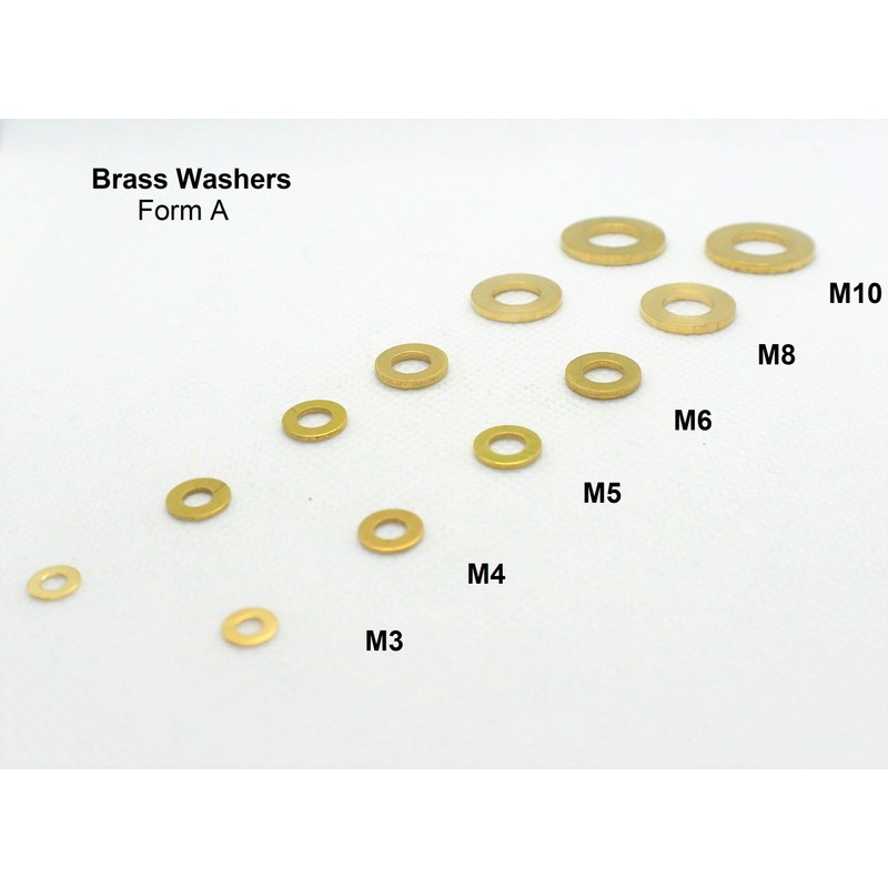 Brass Washers Form A M10, 10.3mm Inner Diamater x 20mm