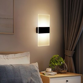 FelRelWel Wall Sconces,Modern Acrylic LED Wall Lamps for Living Room Bedroom Hallway,2 PCS USB Rechargeable Battery Operated,Three Level Light Adjustment Bedside Lights,Touch Control Switch,Warm Light