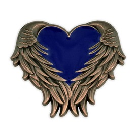 PinMart Heart with Angel Wings Enamel Lapel Pin – Enamel Heart Lapel Pin with Antique Gold-Plated Angel Wings – Wing Badge with Secure Clutch Back - 10 Pack