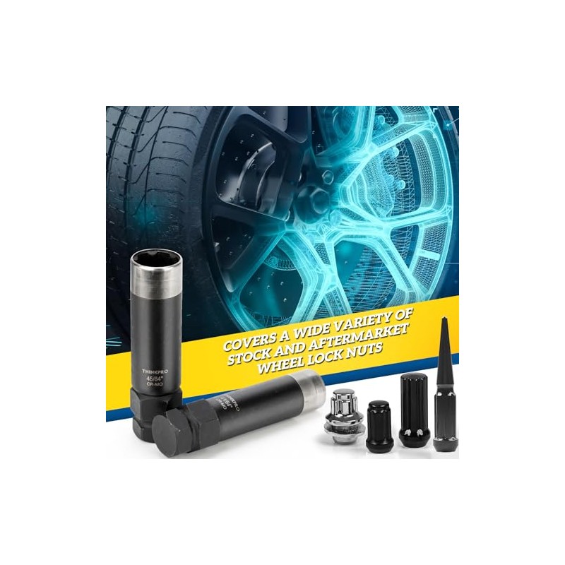6 Spline Lug Nut Socket Set,2 Piece Lug Nut Key