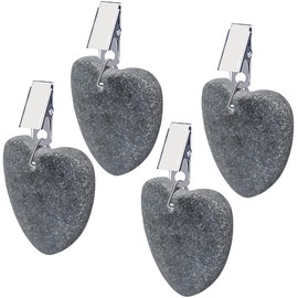 Aongray Heart Pattern Tablecloth Weight Set Stone, 4 Pieces Tablecloth Weights Made of Natural Stone for Family Party Camping Wedding Garden Picnic (Approx. 58 g)