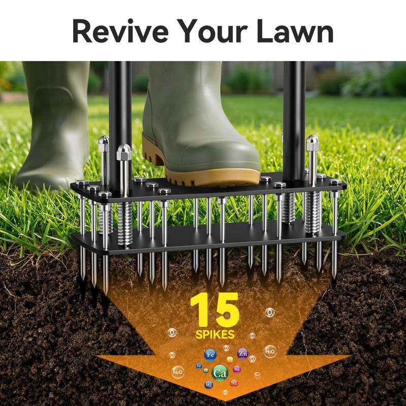 Knee-Friendly Lawn Aerator Tool, Manual Lawn Aerator for Yard,Spring Loaded