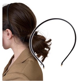 Herbeluemily Headband Hair Band, Faux Leather, Fine, Stylish, Adult, Casual, Simple, Korean Style, Black