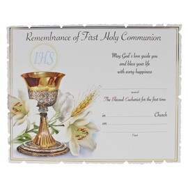 Remembrance of First 1st Holy Communion Certificate