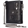 Mens Wallet with Chain Genuine Leather Purse RFID Blocking Bifold