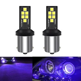 SOCAL-LED LIGHTING 1156 BA15s Purple LED Turn Signal Bulb Advanced 3030 SMD Bright Colorful DRL Brake Lamp Parking Tail Light, Pack of 2