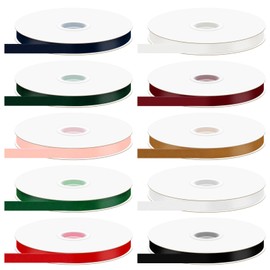 Glarks 10Rolls 9Yards Velvet Ribbon Set, 10 Colors Fabric Ribbons Roll for Valentine's Day Crafts Chair Sash Gift Wrapping, Invitation Cards, Floral Sewing Party