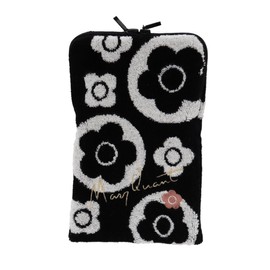 MARY QUANT 000480-0001-03 Zippered Towel (Black/Sakura Series) Plastic Bottle Case, Plastic Bottle Cover (100% Cotton), Black, Plastic Bottle Case