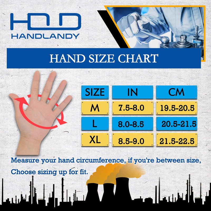 HANDLANDY Anti Vibration Gloves Men Impact Resistant Work Gloves, Padded